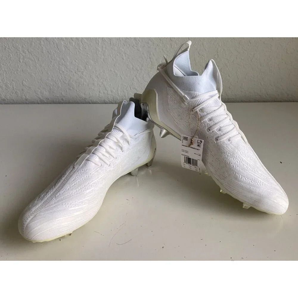 Adidas ADIZERO Primeknit Triple White Chrome Football Cleats GX5420 Men’s Sz 14